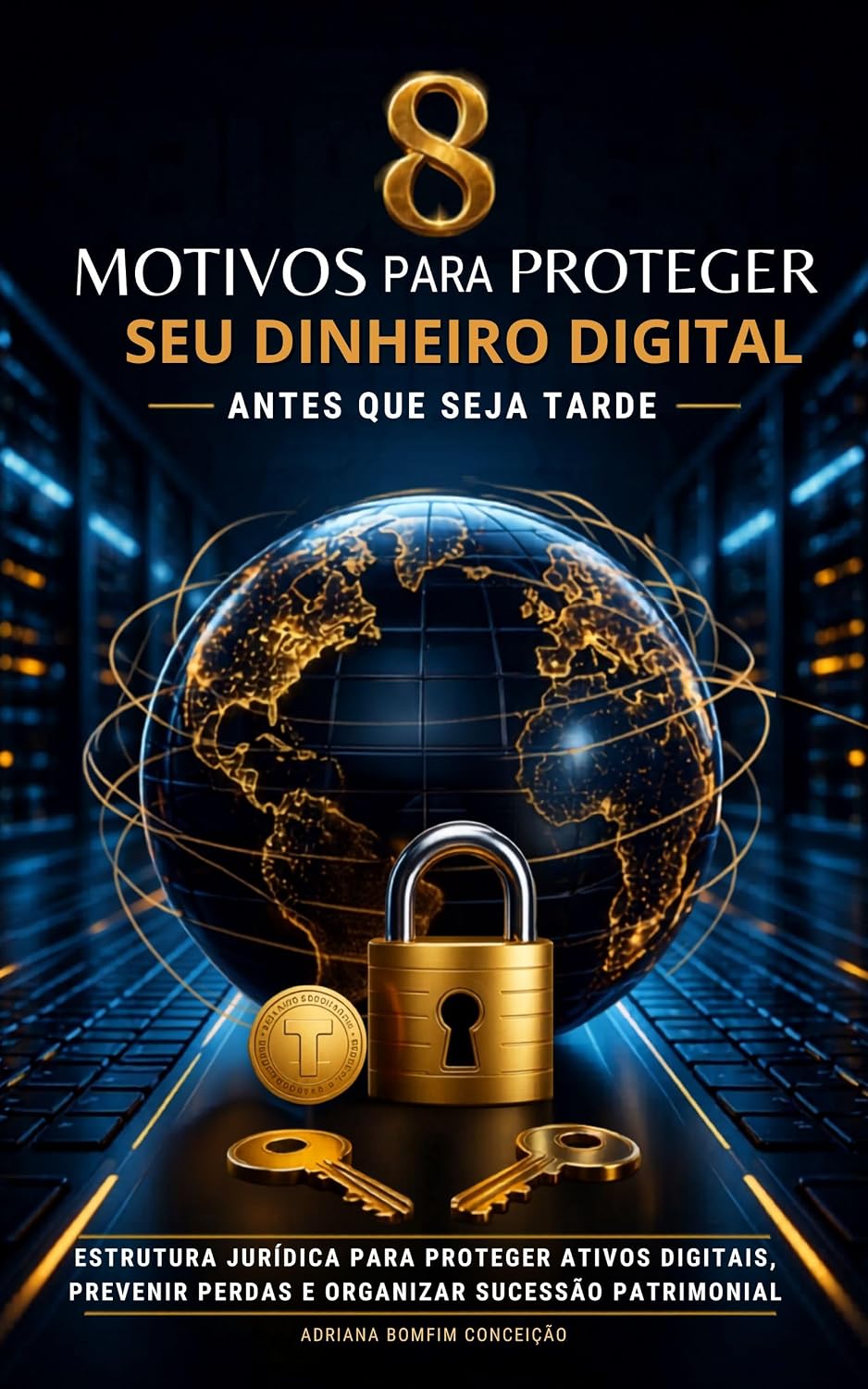 Capa do livro 8 motivos para proteger seu dinheiro digital antes que seja tarde, de Adriana Bomfim Conceição